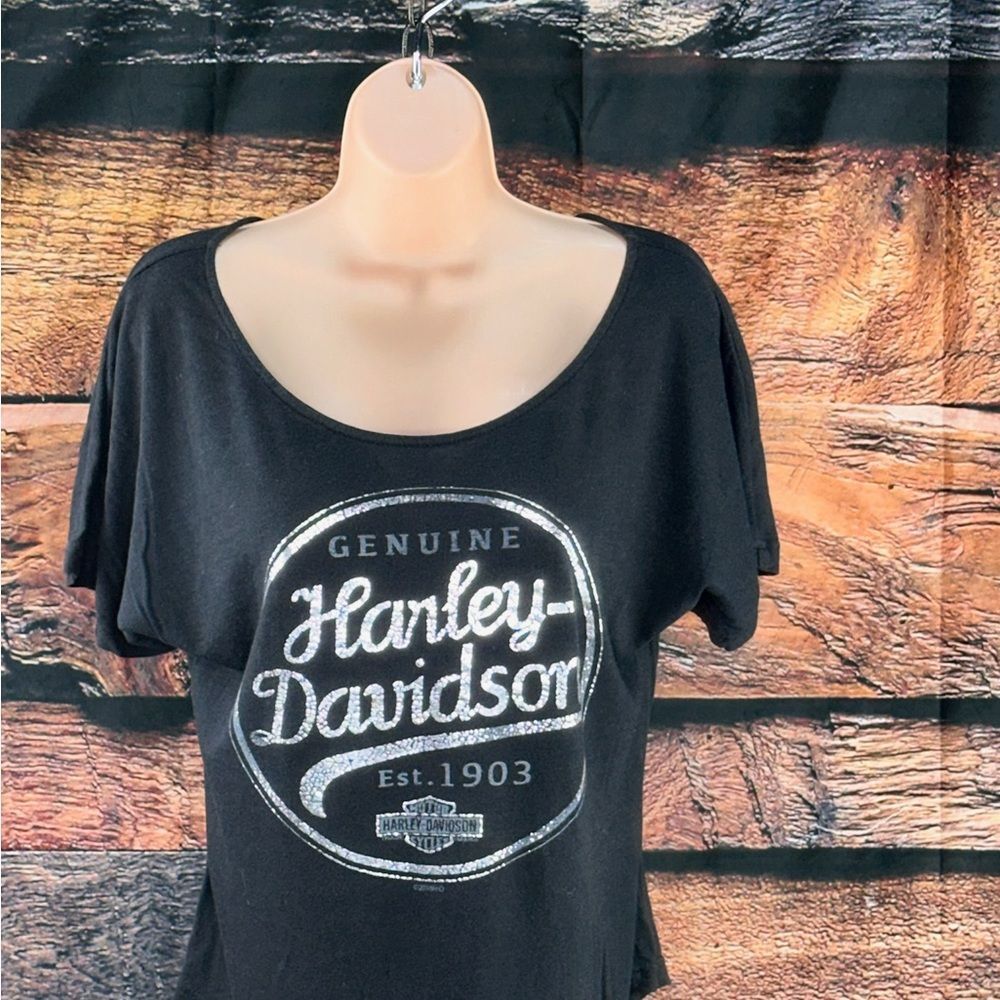 Harley-Davidson Women's Black Tee with Silver Logo